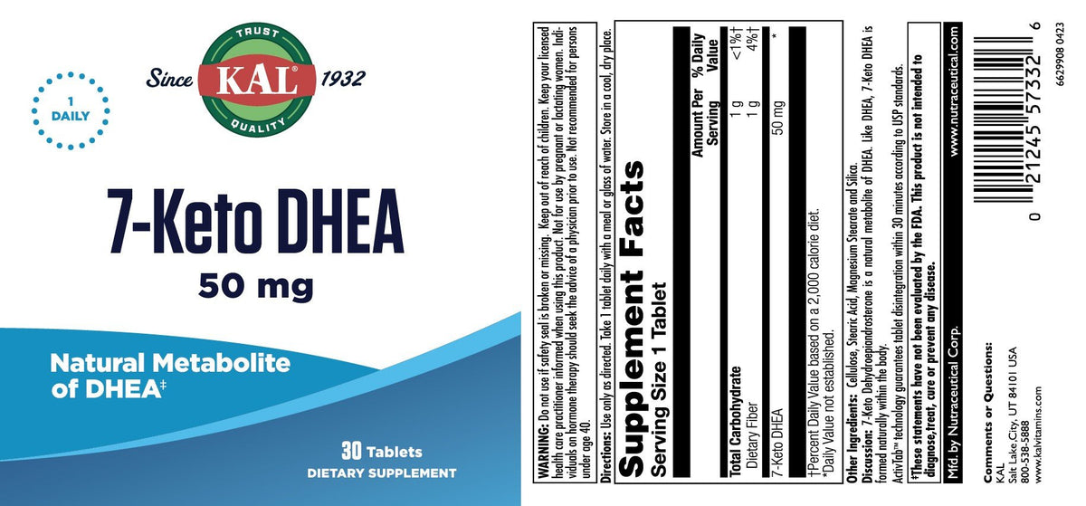 Kal 7-Keto DHEA 50mg 30 Tablet