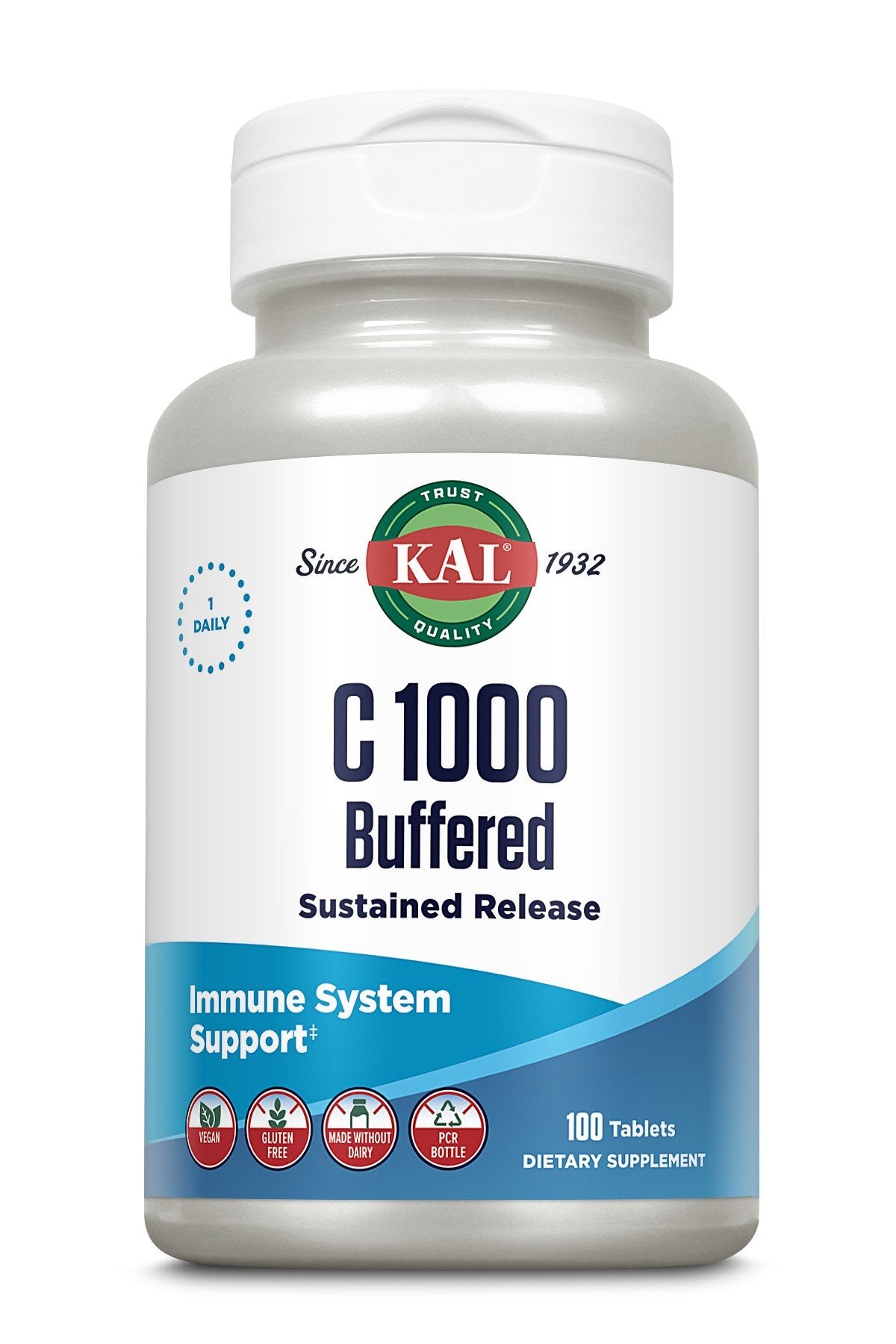 Kal Vitamin C-1000mg Buffered & Timed Release 100 Sustained Release Tablet