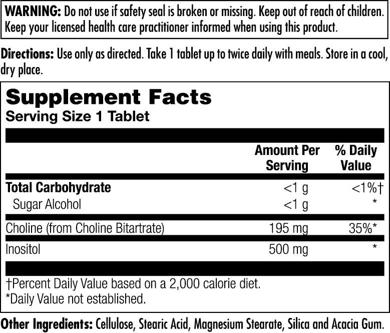 Kal Choline/Inositol 500mg/500mg Timed Release 90 Tablet