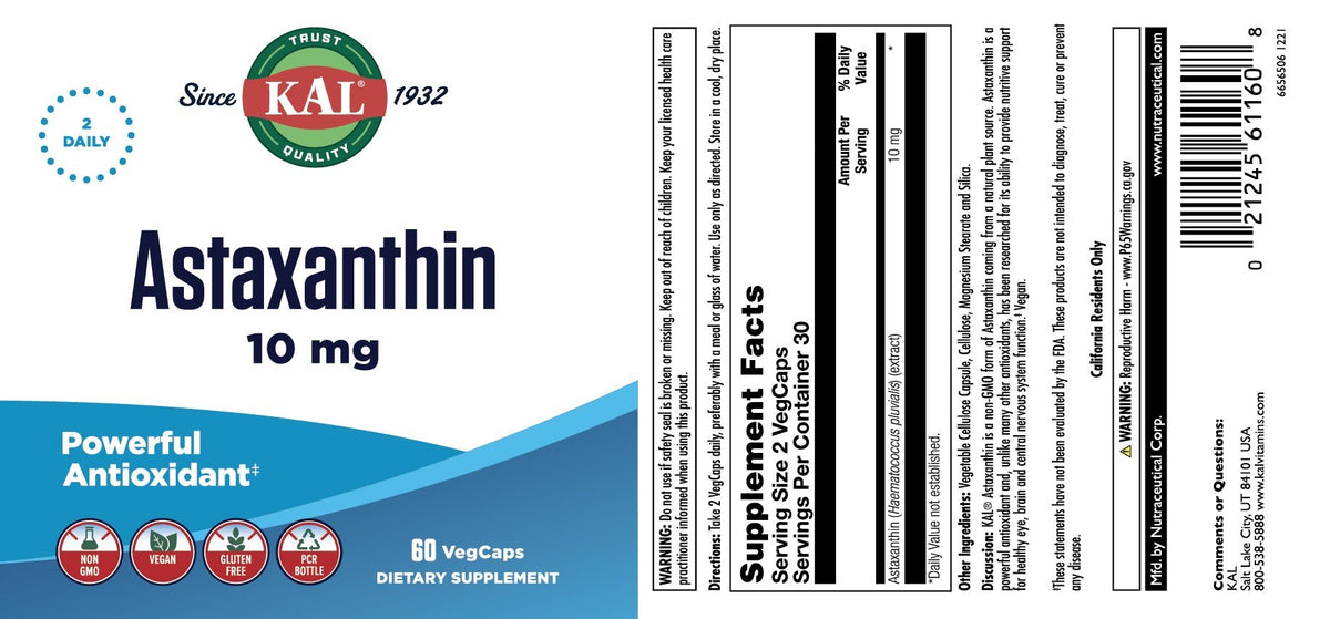Kal Astaxanthin 10 mg 60 VegCap