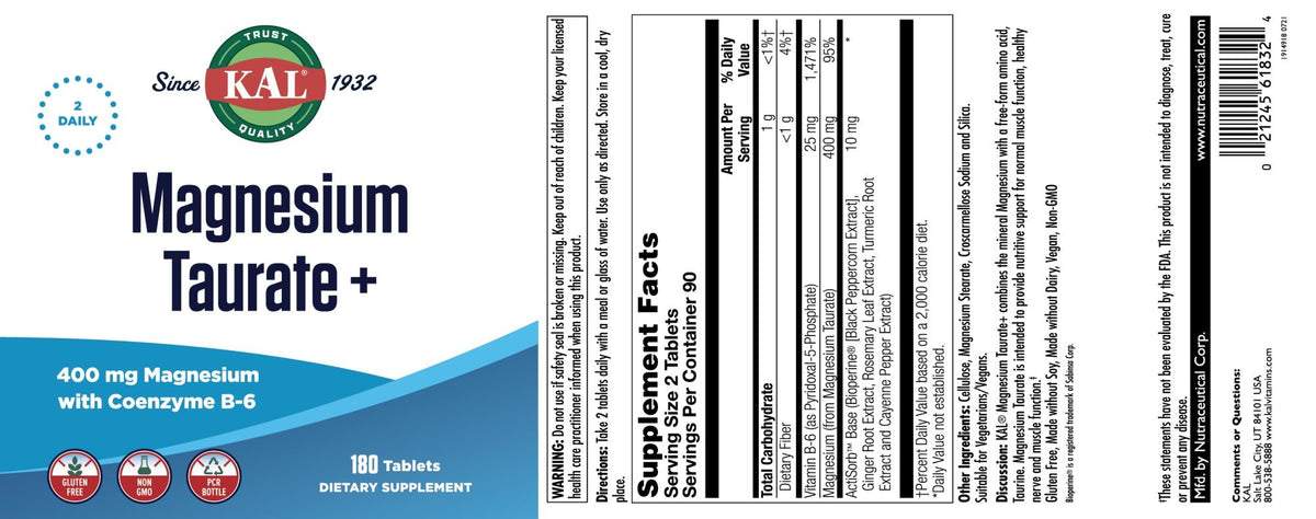 Kal Magnesium Taurine + 180 Tablet