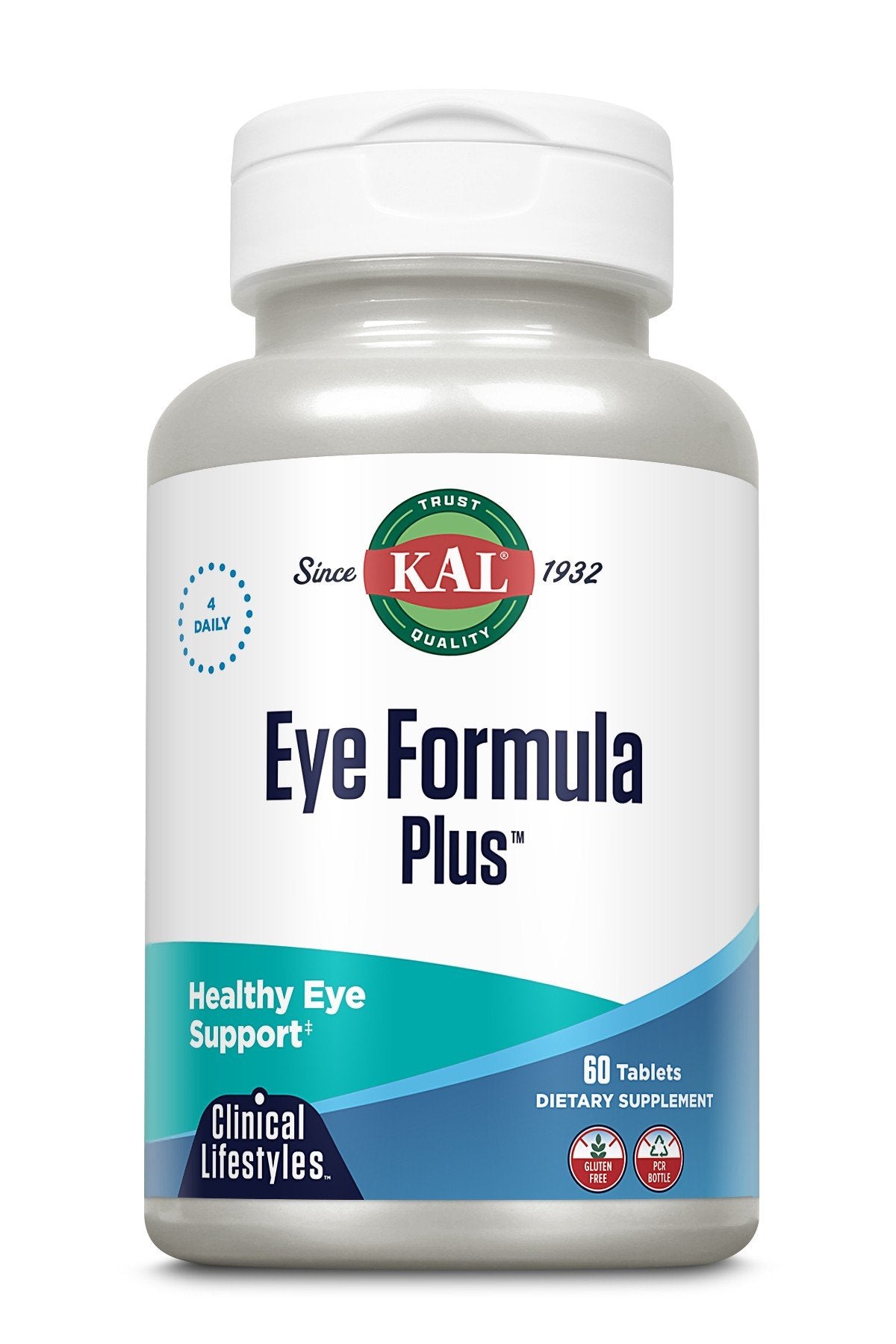 Eye Formula Plus | Kal | Eye Support | Gluten Free | 4 Daily | Dietary Supplement | 60 Tablets | VitaminLife