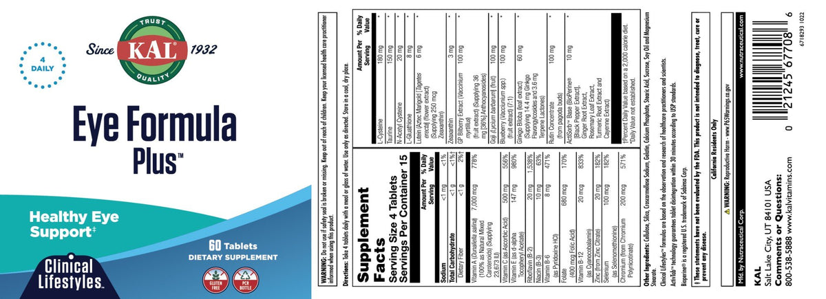 Kal Eye Formula Plus 60 Tablet