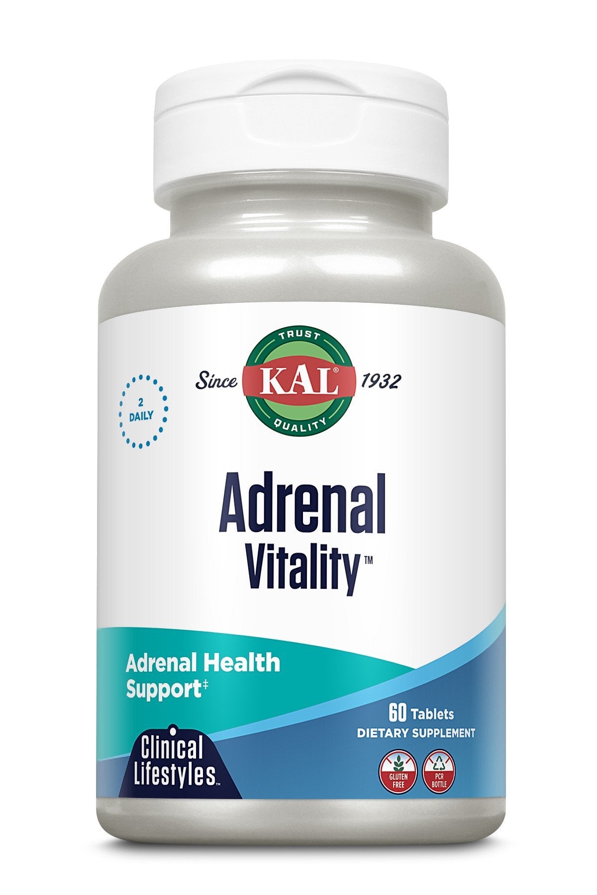 Adrenal Vitality | Kal | Andrenal Health Support | 2 Daily | Gluten Free | Dietary Supplement | 60 Tablets | VitaminLife