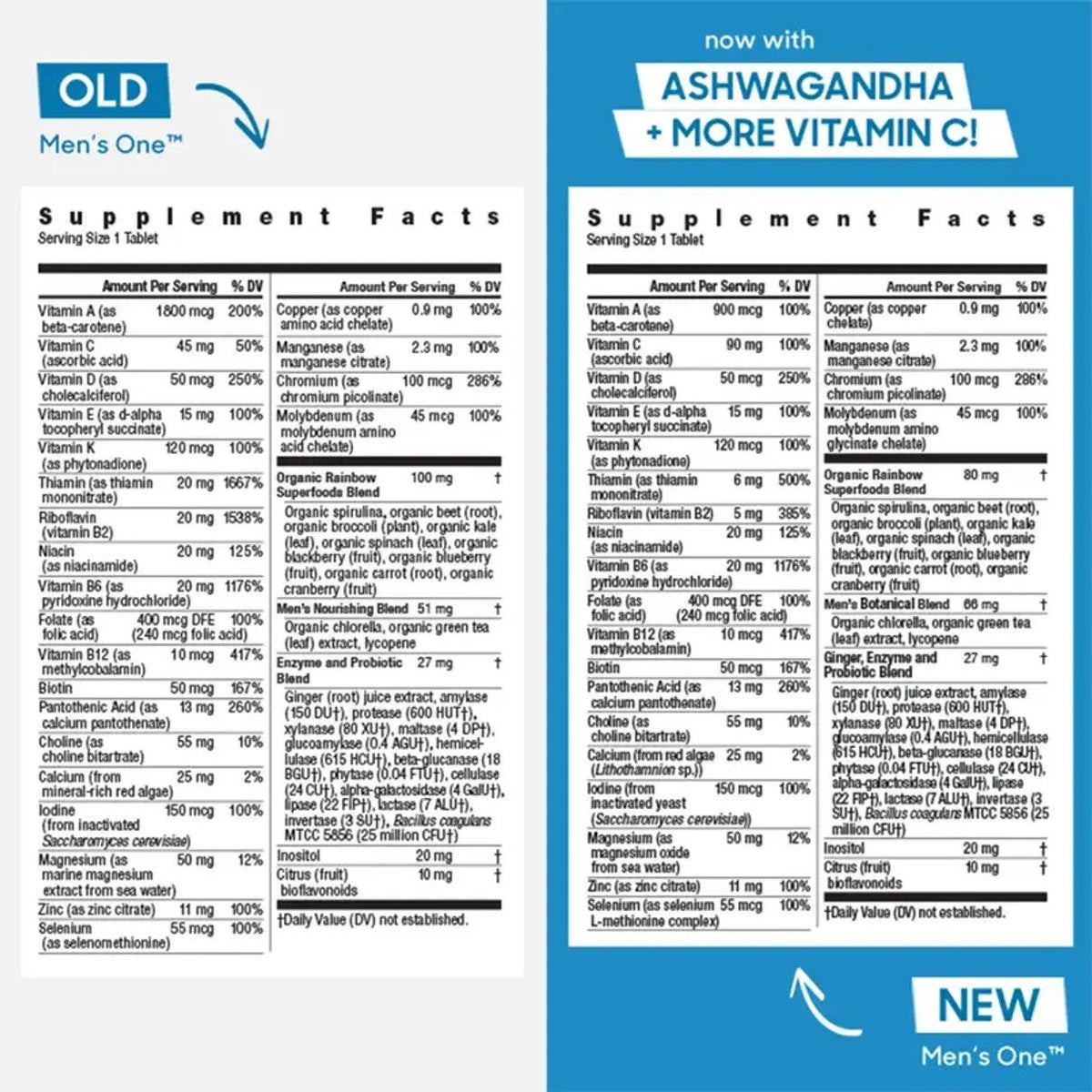 Rainbow Light High Potency Men's One 50+ Daily Multivitamin 120 Vegetarian Tablets