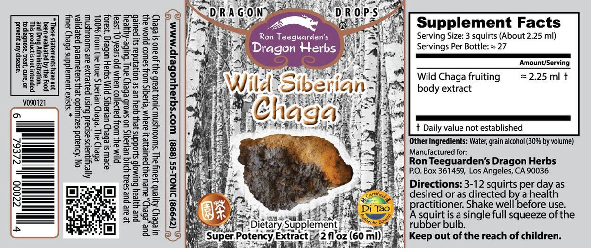 Dragon Herbs Wild Siberian Chaga Drops 2 fl oz Liquid