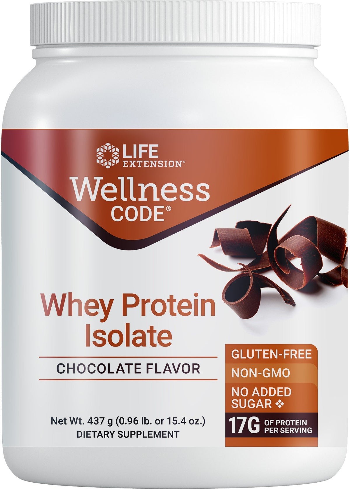 Life Extension Wellness Code Whey Protein Isolate Chocolate 437 g (15.40 oz) Powder