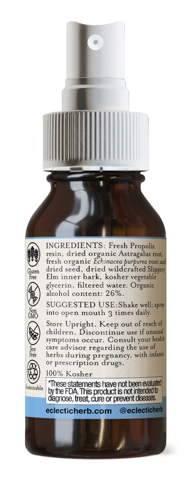 Eclectic Herb Propolis Astragalus Throat Spray 1 oz Liquid