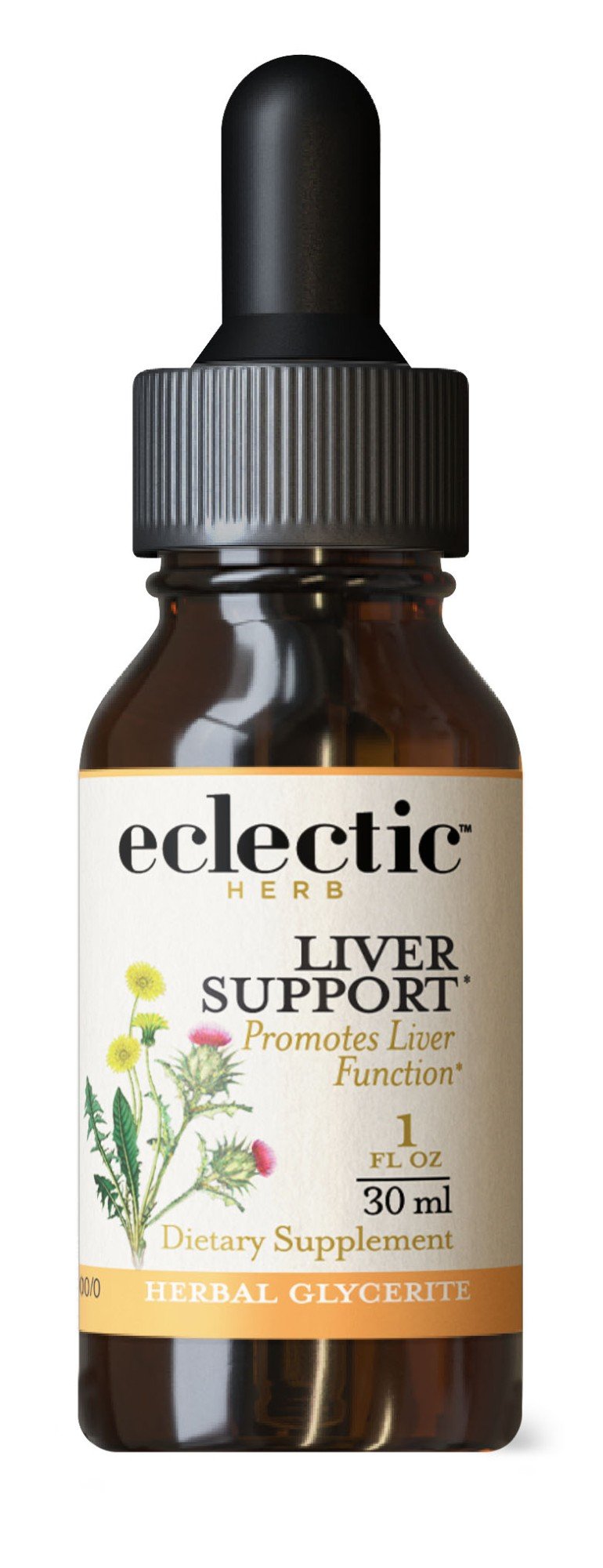 Eclectic Herb Liver Support (formerly Milk Thistle-Dandelion) Tangerine Flavor No Alcohol Glycerite 1 oz Liquid