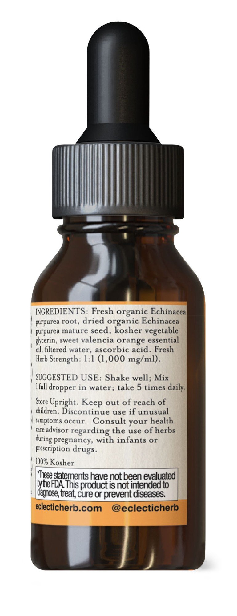 Eclectic Herb Echinacea Purpurea-Orange No Alcohol Glycerite 1 oz Liquid