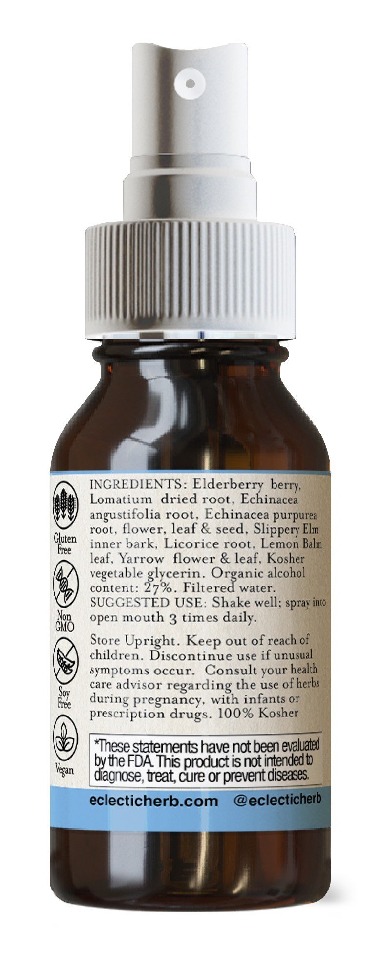 Eclectic Herb Lomatium Elderberry Throat Spray 1 oz Liquid