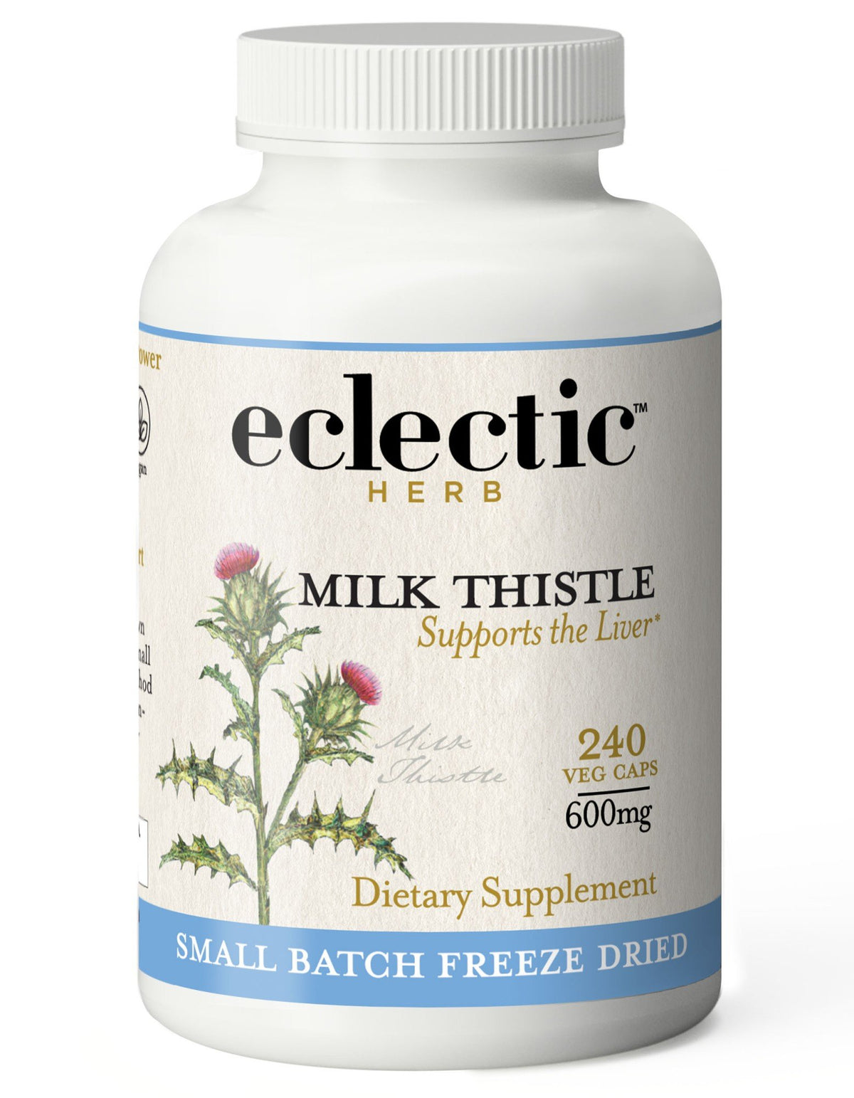 Eclectic Herb Milk Thistle Seed 600mg Freeze-Dried Organic 240 VegCap