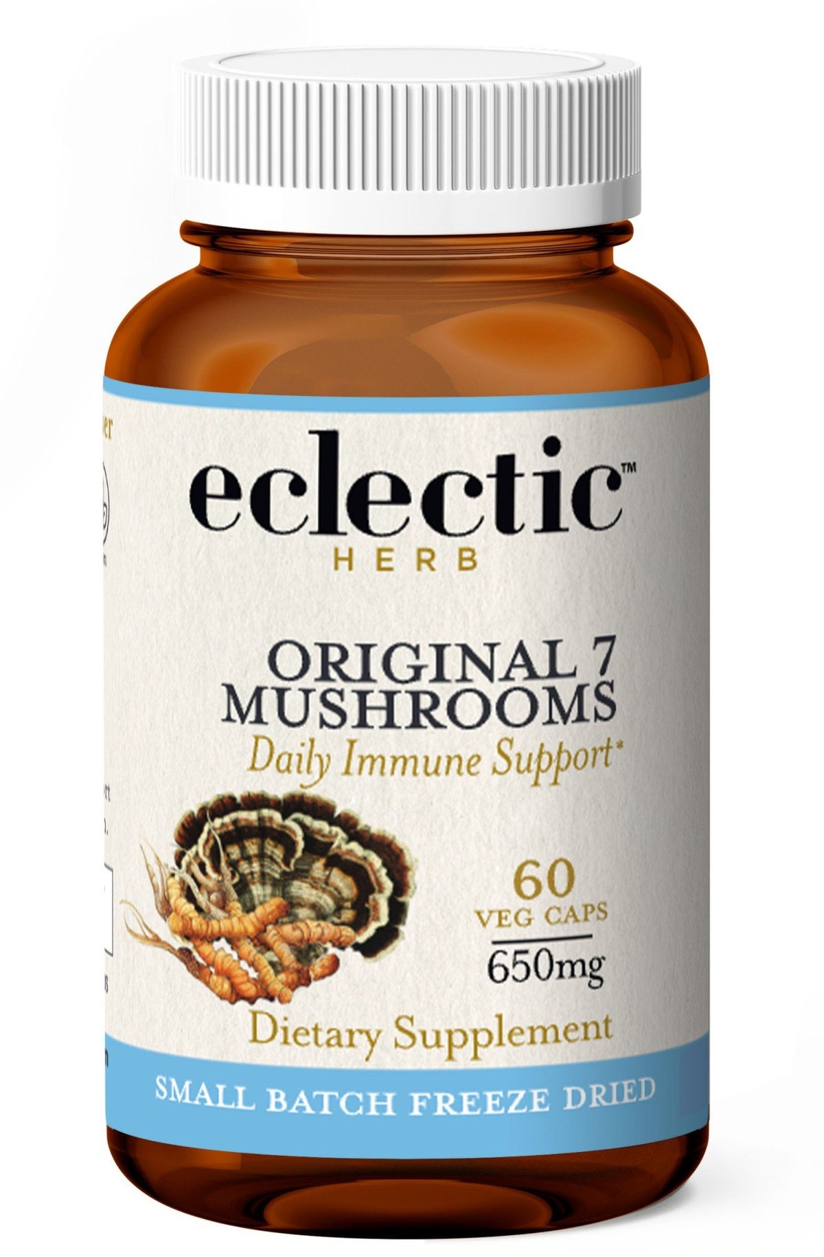 Original 7 Mushrooms | Eclectic Herb | Immune Support | Soy Free | Gluten Free | Vegan | Kosher | Non GMO | Freeze Dried | Dietary Supplement | 60 VegCaps | 60 Vegetable Capsules | VitaminLife