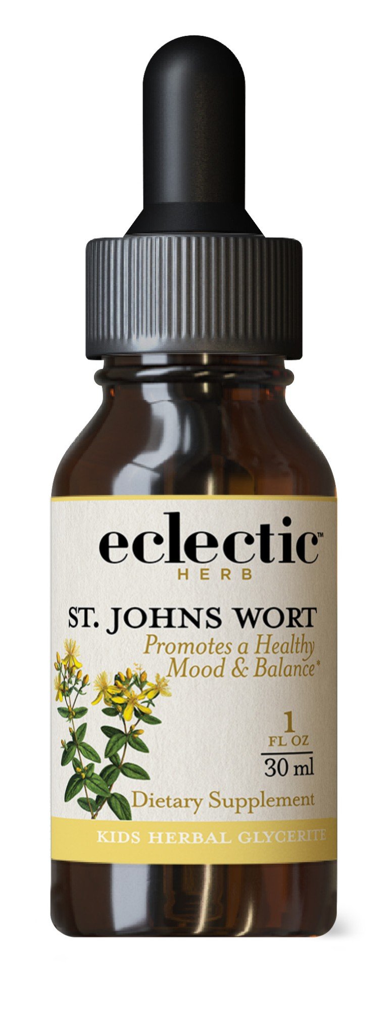 Eclectic Herb Kids St. John&#39;s Wort - Black Cherry Flavor No Alcohol 1 oz Liquid