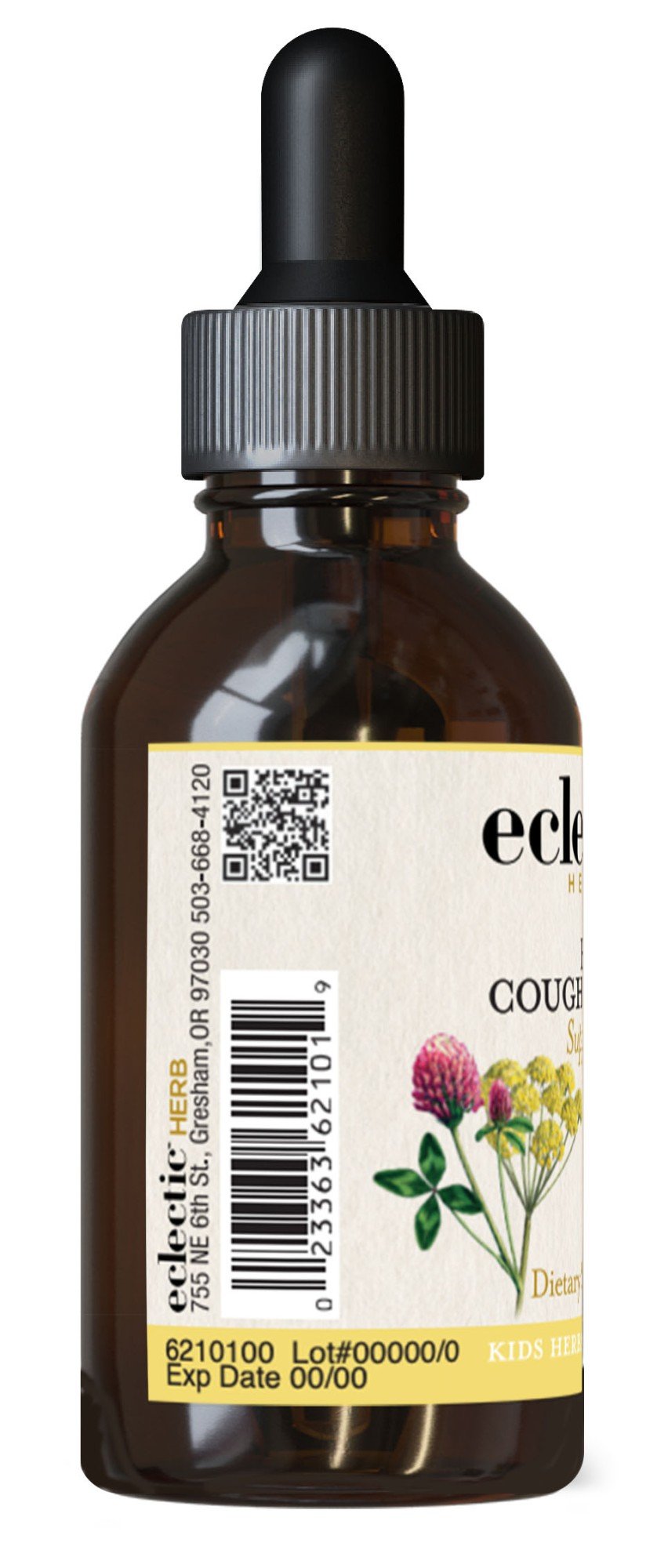 Eclectic Herb Kids Herbal Cough Elixir - Black Cherry Flavor No Alcohol 1 oz Liquid