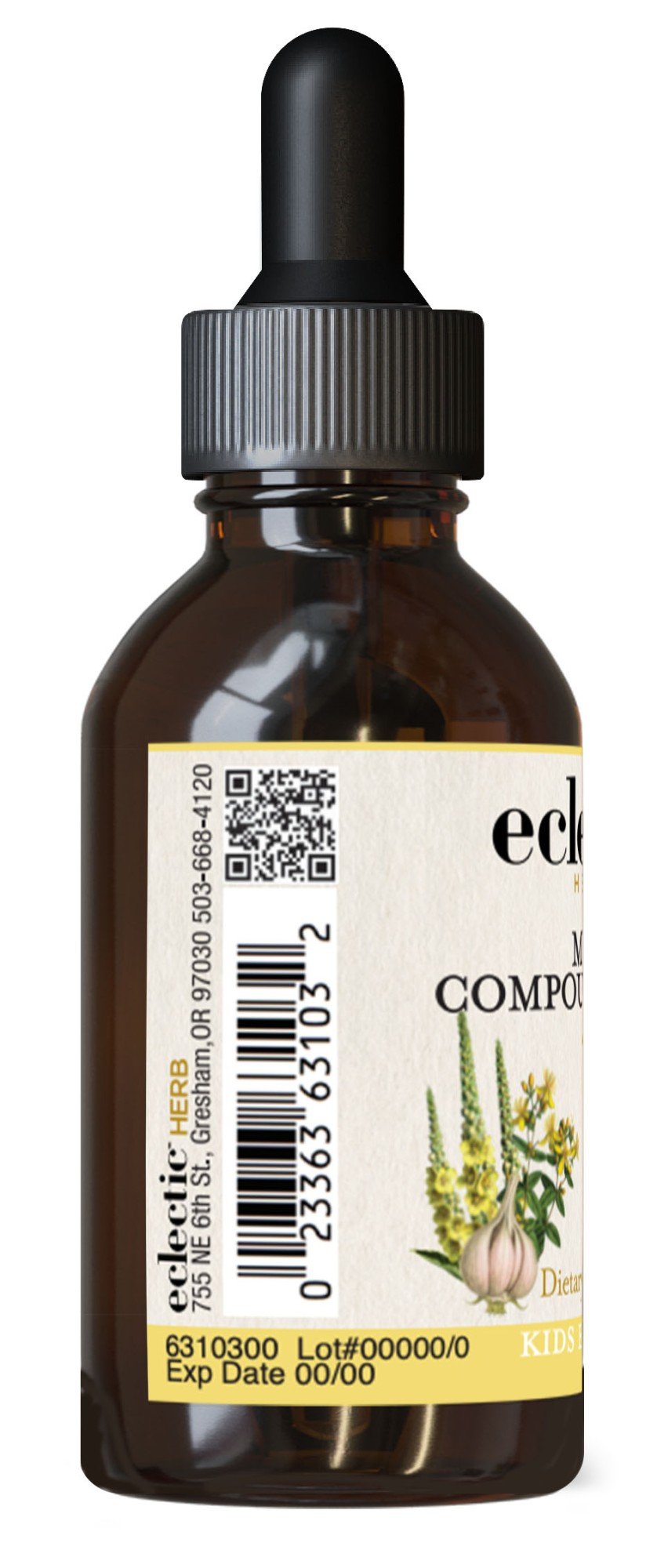 Eclectic Herb Mullein Compound Oil Kids Ear Drops 1 oz Liquid