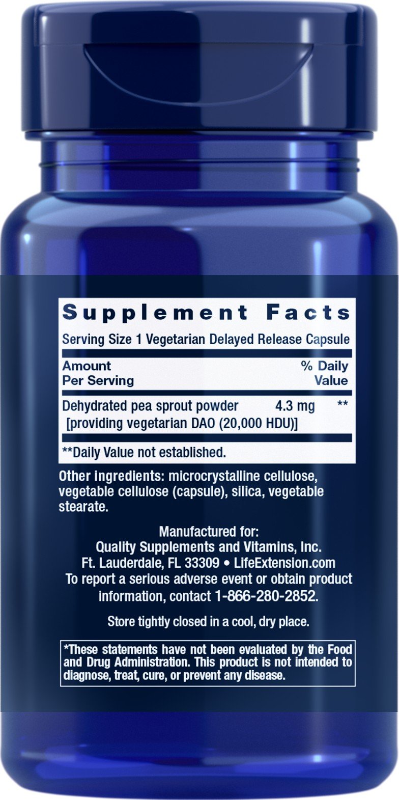 Life Extension Food Sensitivity Relief with Diamine Oxidase (DAO) 60 Vegetarian Delayed Release Capsules