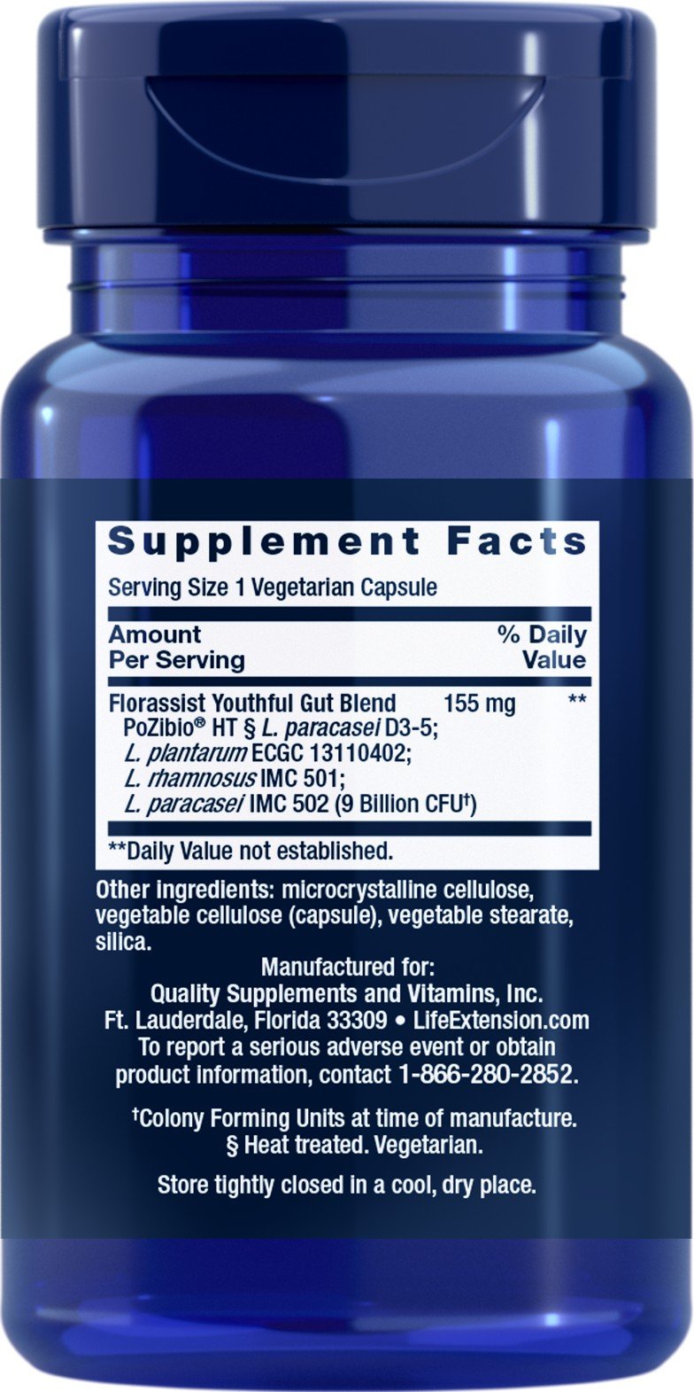 Life Extension FLORASSIST Probiotic Youthful Gut 30 Vegetarian Capsules
