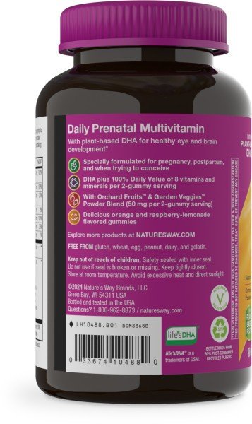 Nature&#39;s Way Alive! Prenatal Multi-Vitamin w/ Plant DHA Gummies 90 Gummy