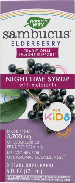 Nature&#39;s Way Sambucus Kids NightTime Syrup w/ Melatonin 4 fl oz Liquid