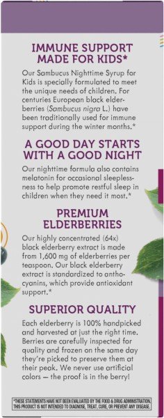 Nature&#39;s Way Sambucus Kids NightTime Syrup w/ Melatonin 4 fl oz Liquid