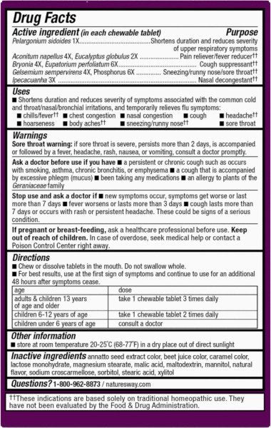 Nature&#39;s Way Umcka Cold &amp; Flu Berry 20 Chewable