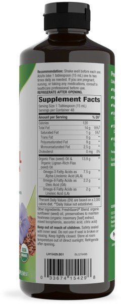 Nature&#39;s Way EfaGold Organic Flax Oil Super Lignan 24 oz 24 oz Liquid