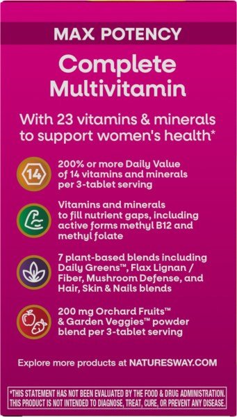 Nature&#39;s Way Alive! Max3 Potency Women&#39;s Multivitamin 90 Tablet