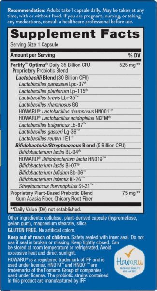 Nature&#39;s Way Fortify Optima Probiotic 35 Billion 60 VegCap