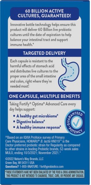 Nature&#39;s Way Fortify Optima Advanced Care 60 Billion Probiotic + Prebiotic 30 VegCap