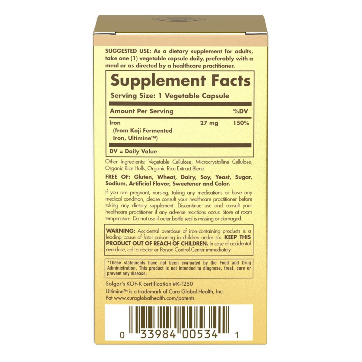 Solgar EarthSource Koji Iron 30 Capsule