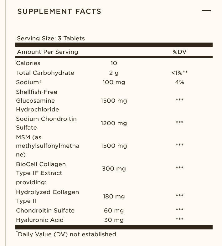 Solgar Glucosamine Hyaluronic Acid Chondroitin MSM (Shellfish-Free) 120 Tablet