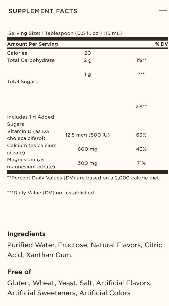 Solgar Liquid Calcium Magnesium Citrate with Vitamin D3 - Natural Blueberry Flavor 16 oz Liquid