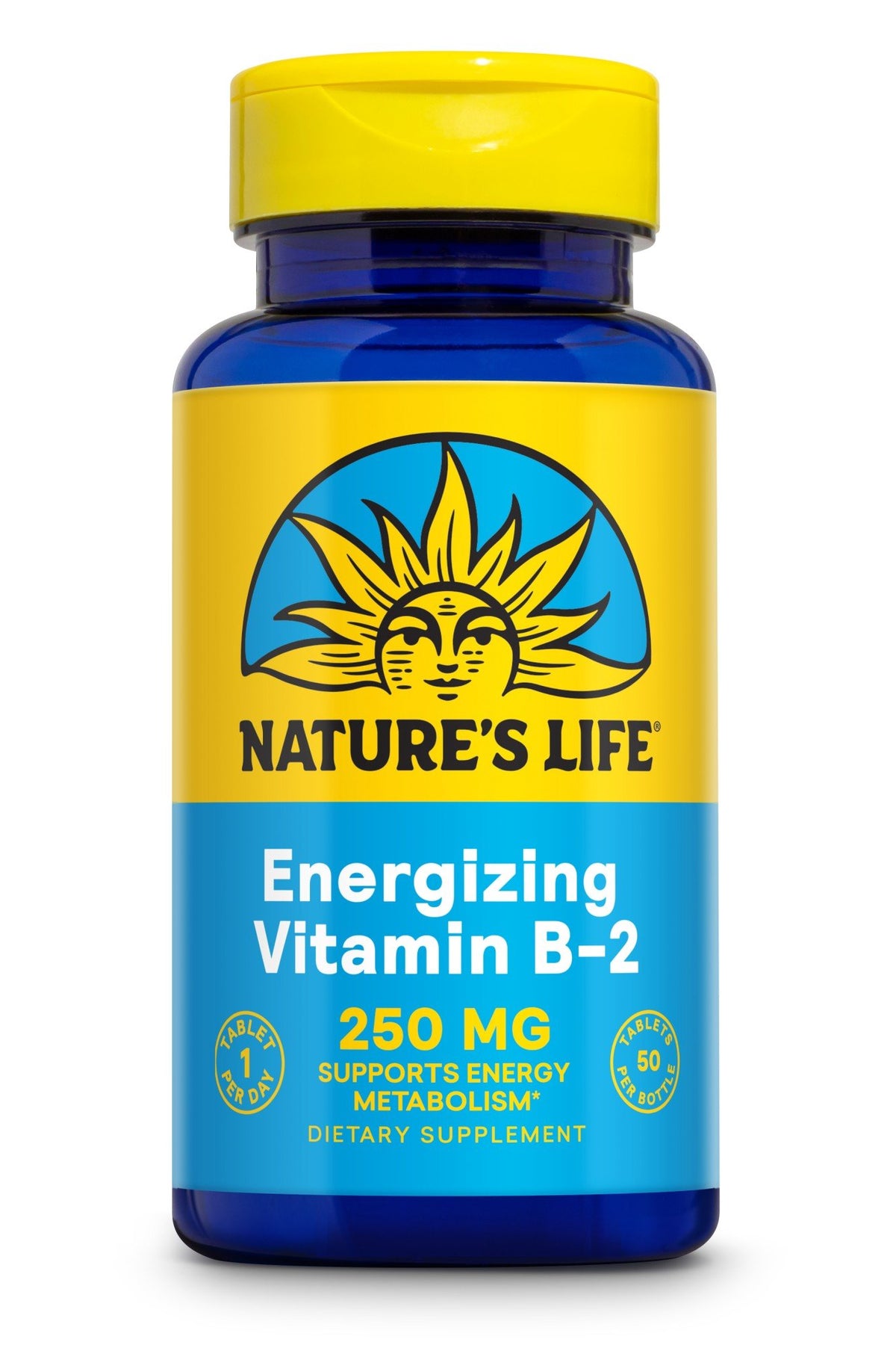 250 milligrams Vitamin B-2 | Nature&#39;s Life | Energy Metabolism | 1 a day | Dietary Supplement | 50 Tablets | VitaminLife