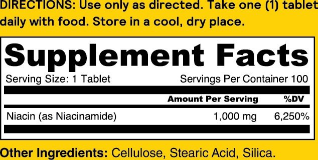 Natures Life Energizing Niacinamide  (B-3) 1000mg 100 Sustained Release Tablet