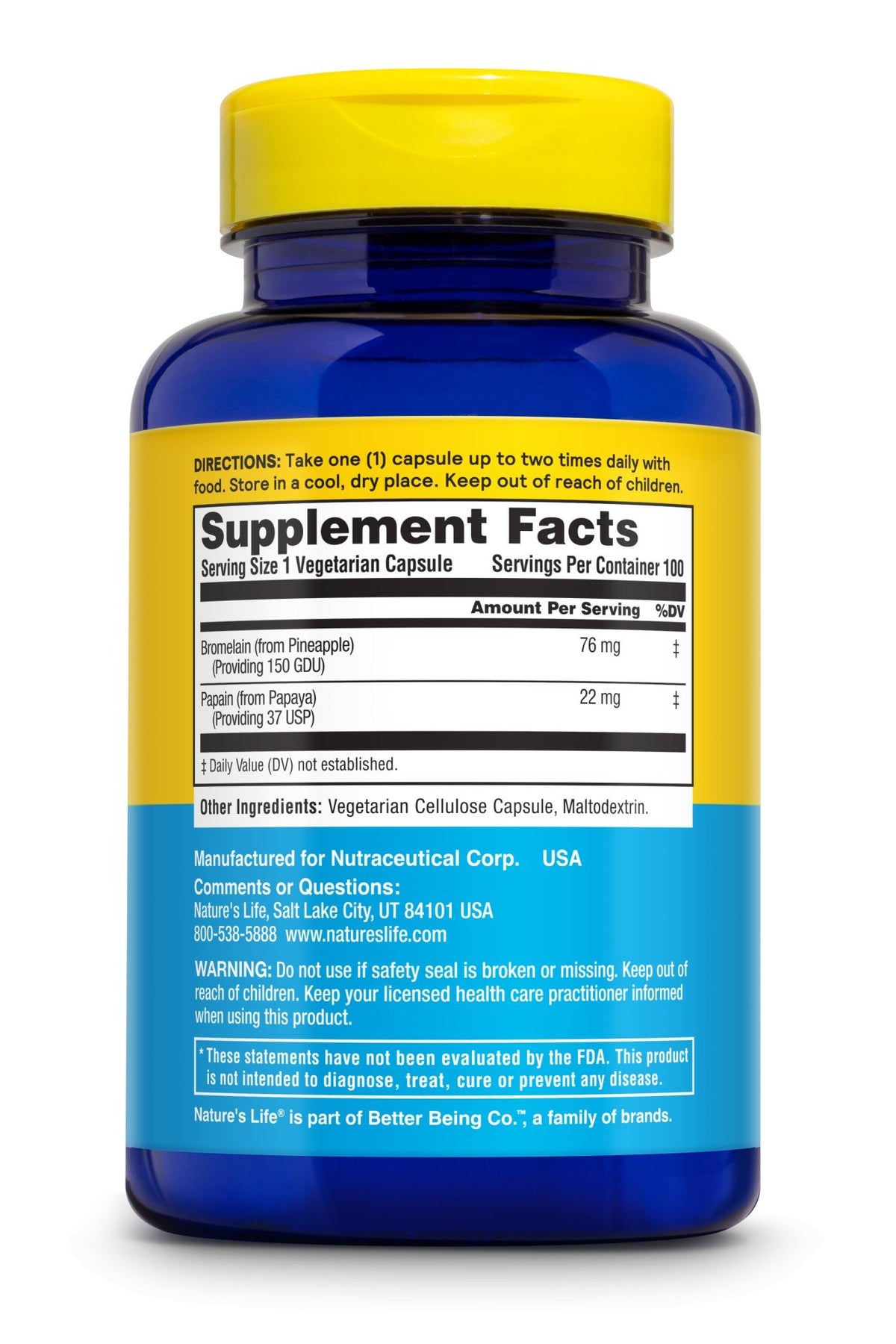 Natures Life Bromelain/Papain - Vegetarian 100 VegCap