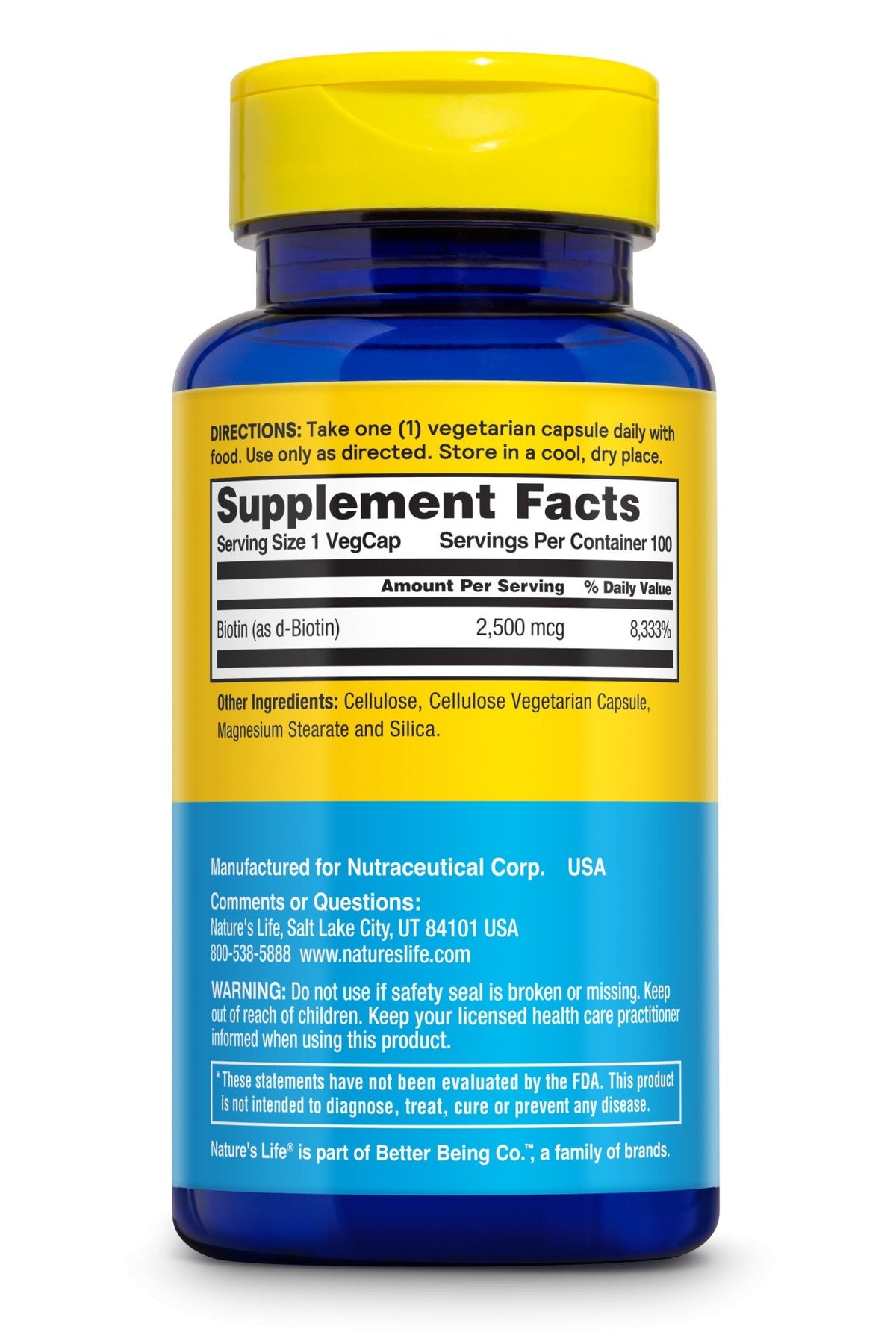 Natures Life Biotin 2500mcg 100 Capsule