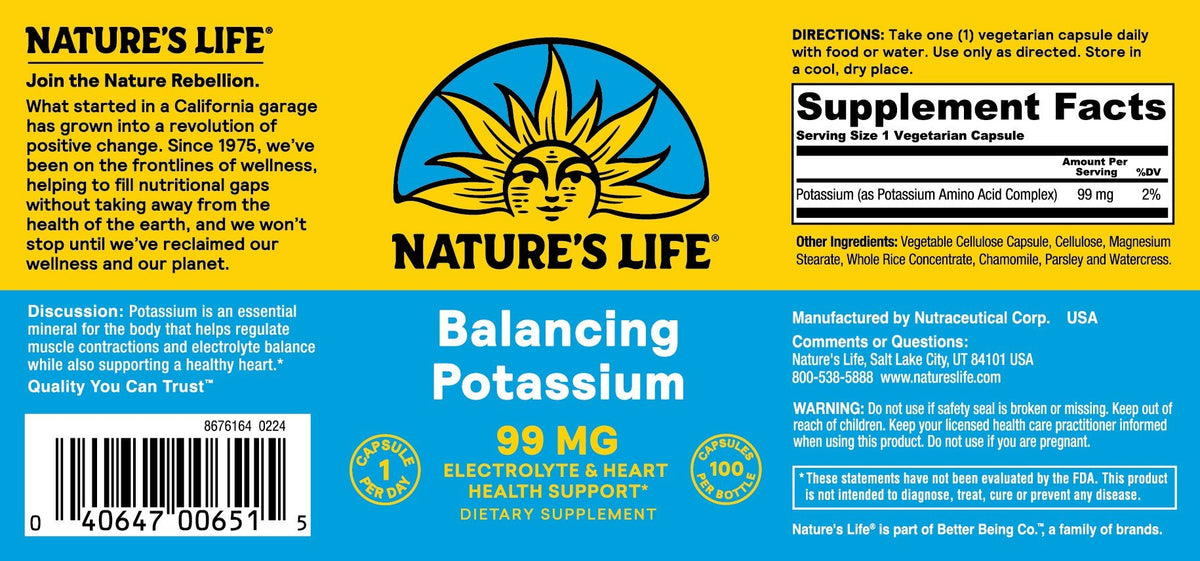 Natures Life Balancing Potassium 99mg 100 Capsule