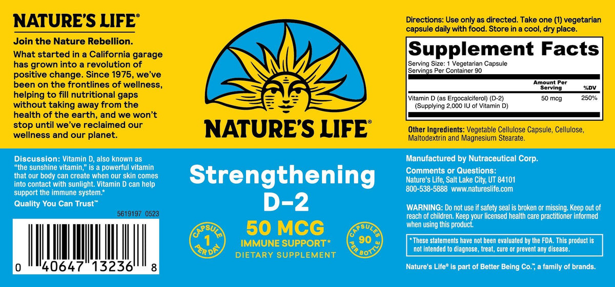 Natures Life Strengthening D-2 50 MCG 90 VegCap