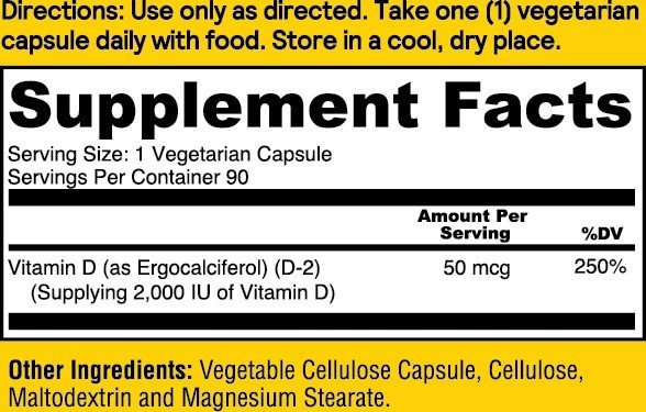 Natures Life Strengthening D-2 50 MCG 90 VegCap