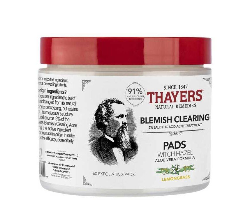 Thayers Witch Hazel Blemish Clearing Pads Lemon 60 Pads Container