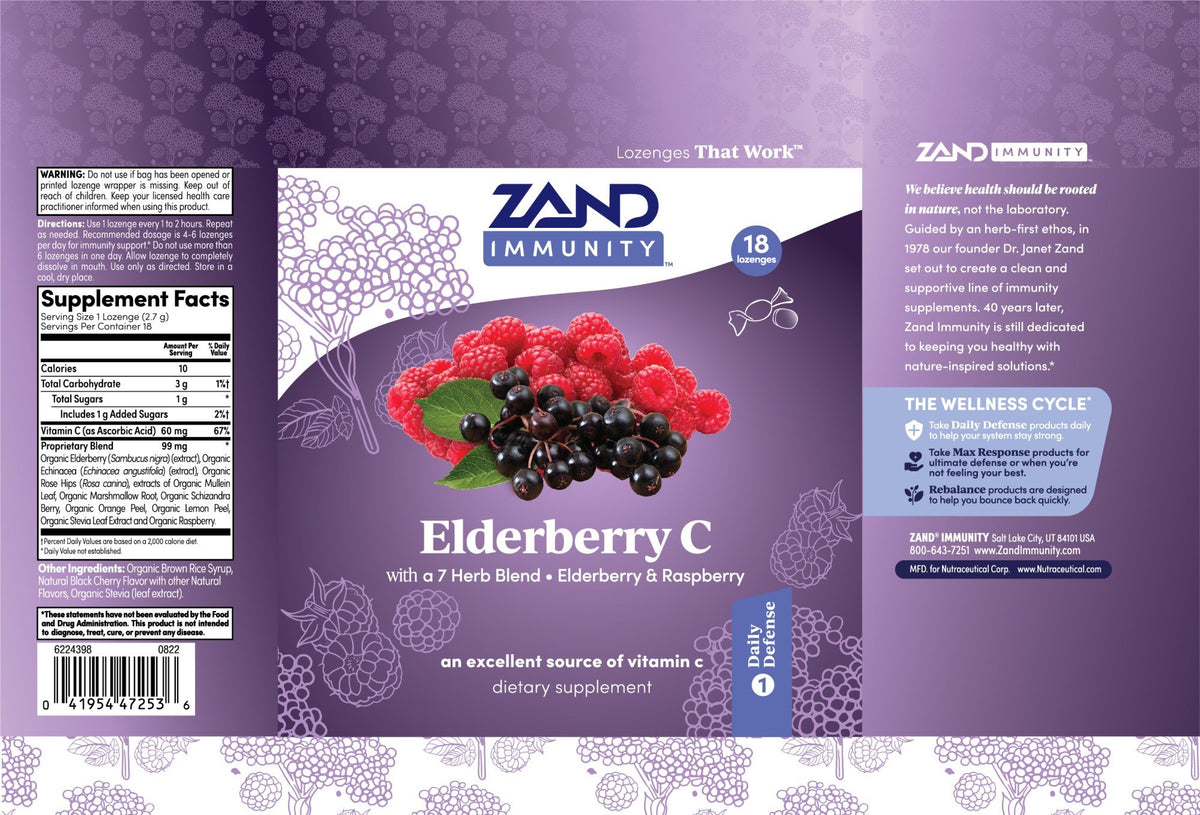 Zand Organic HerbaLozenge Elderberry Echinacea 18 Lozenge