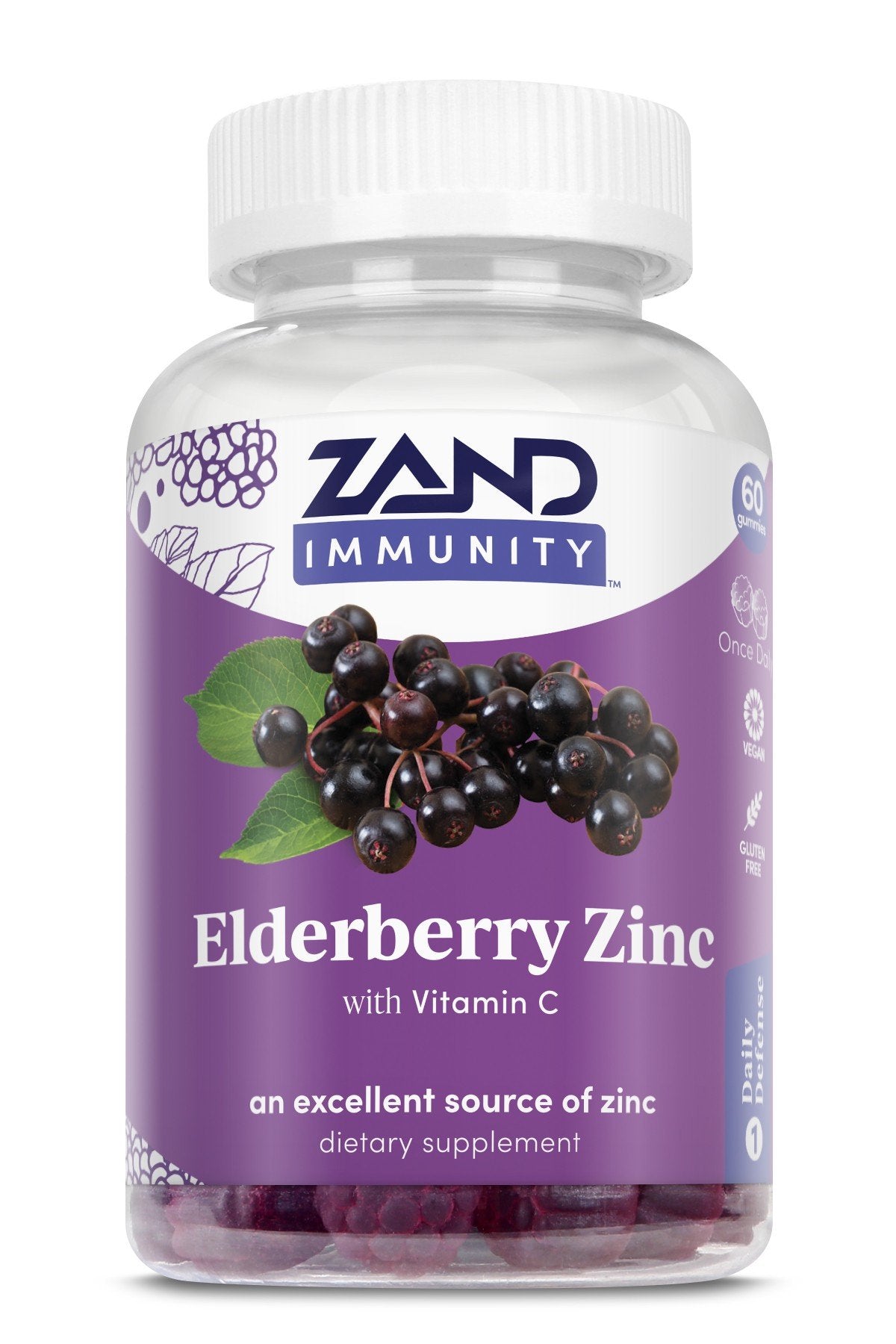 Elderberry Zinc | Zand Immunity | Zinc | Vitamin C | Vegan | Gluten Free | Dietary Supplement | 60 Gummies | VitaminLife