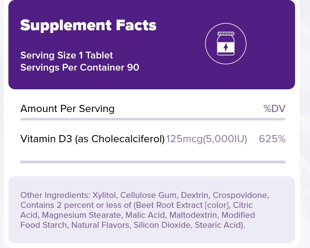 Natrol Vitamin D3 5000IU Fast Dissolve 90 Tablet