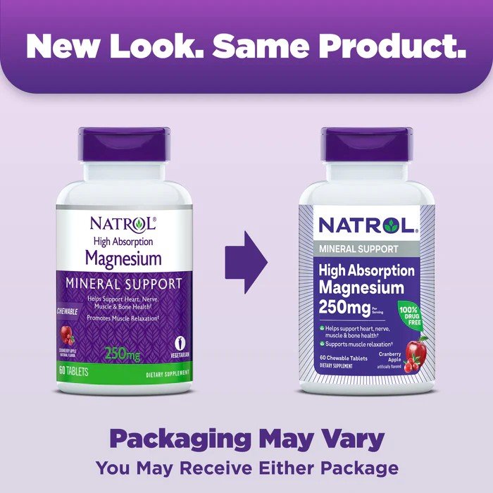 Natrol High Absorption Magnesium 250 mg 60 Chewable