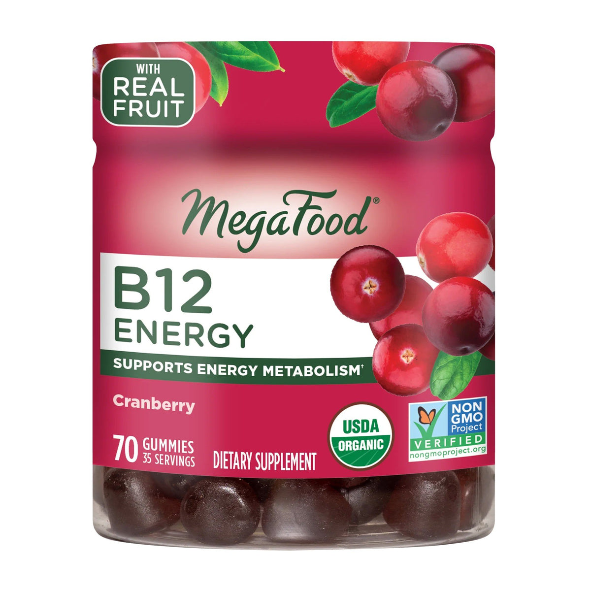 MegaFood B12 Energy Gummies Cranberry 70 Gummy