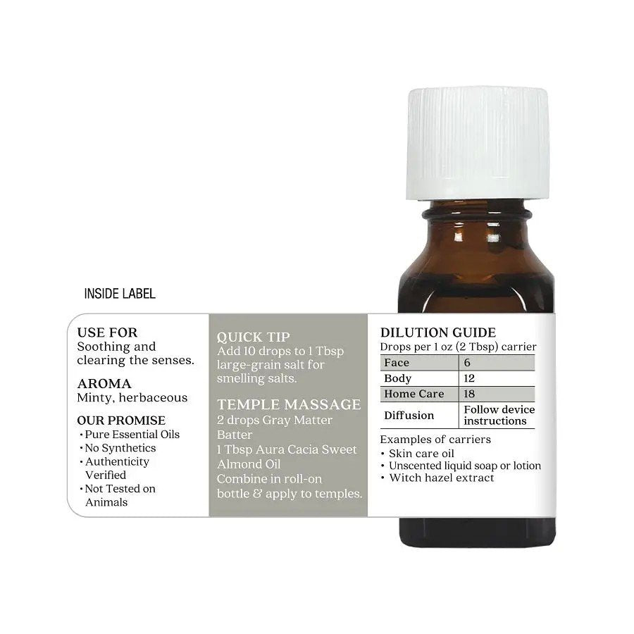 Aura Cacia Essential Solutions Gray Matter Batter 0.5 oz Liquid