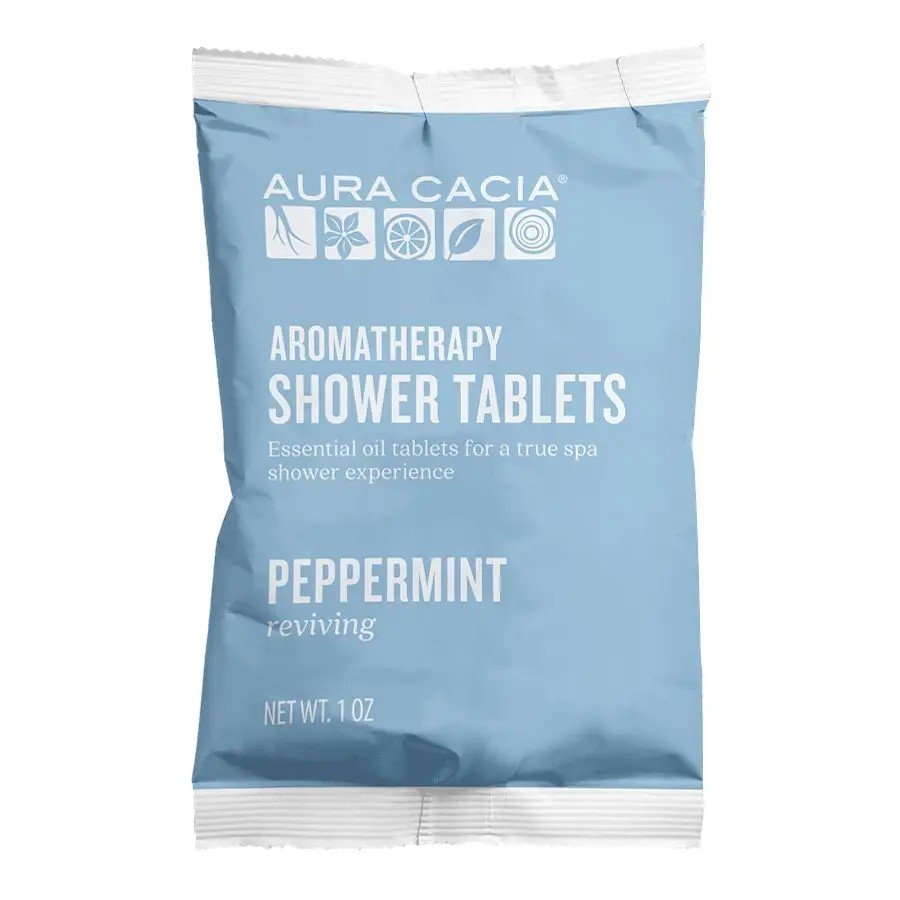 Aura Cacia Peppermint Shower Tablets 3 (1 oz) Tablets Box