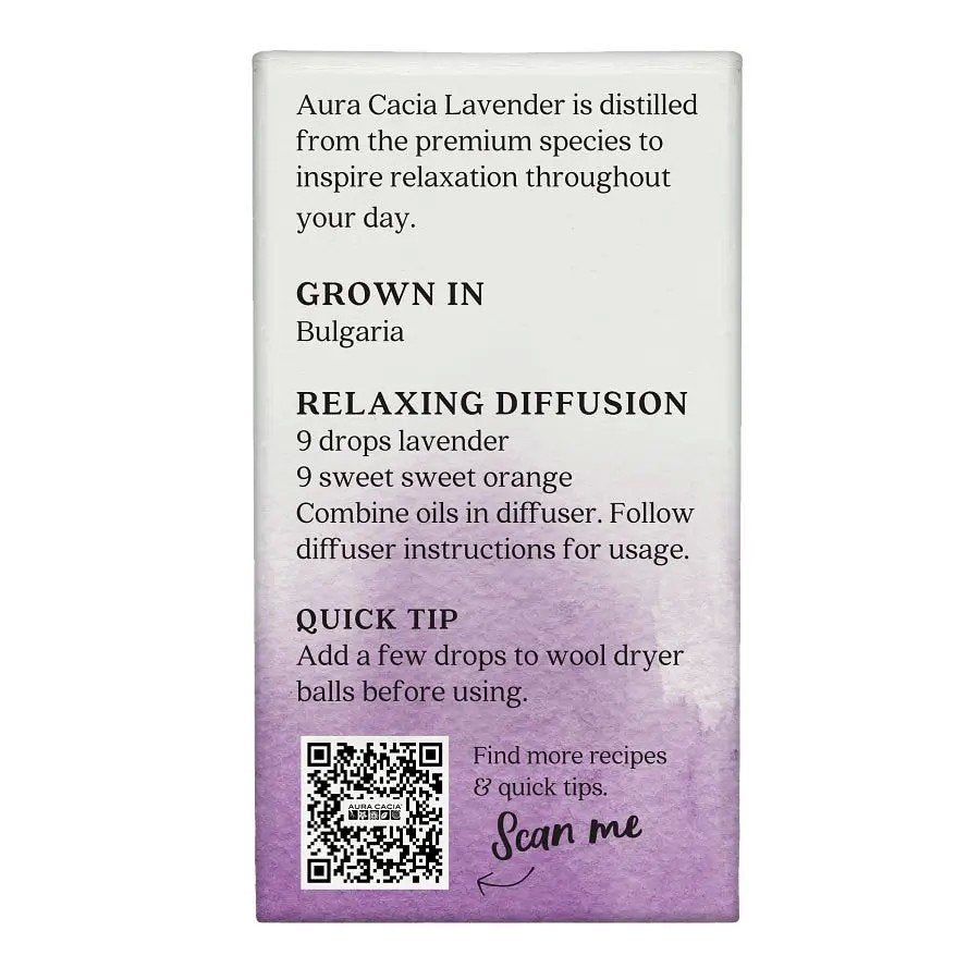 Aura Cacia Lavender Essential Oil 0.25 fl oz Box