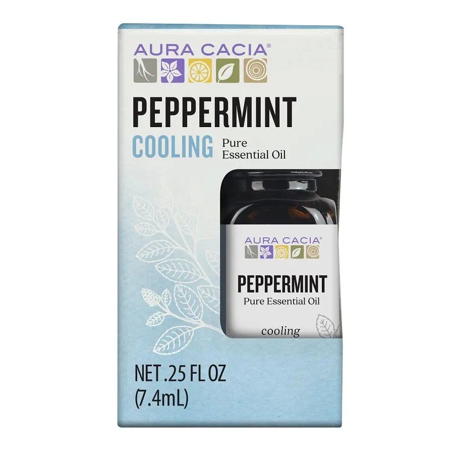 Aura Cacia Peppermint Essential Oil 0.25 fl oz Box